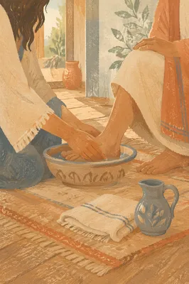 Humble Foot Washing in Morning Light