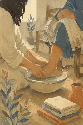 Humble Foot Washing Service in Morning Light