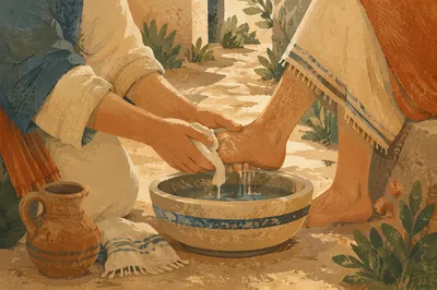 Humble Foot Washing on Garden Path