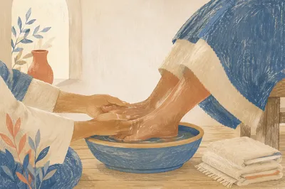 Humble Foot Washing Service in Warm Light