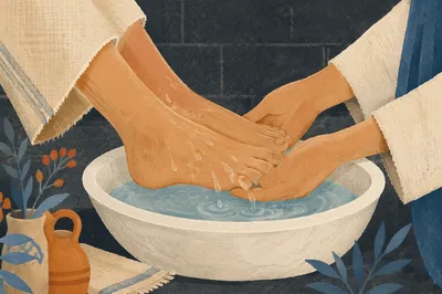 Gentle Foot Washing Service in Quiet Light