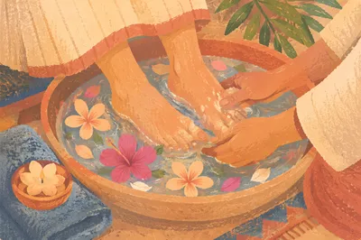 Gentle Foot Washing Service in Warm Light