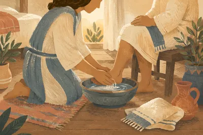 Compassionate Foot Washing Service in Warm Light