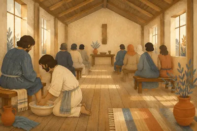 Humble Foot Washing Service in Fellowship Hall