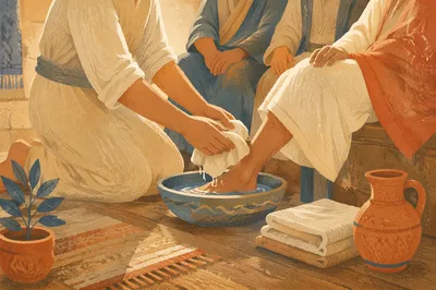 Humble Foot Washing in Morning Light