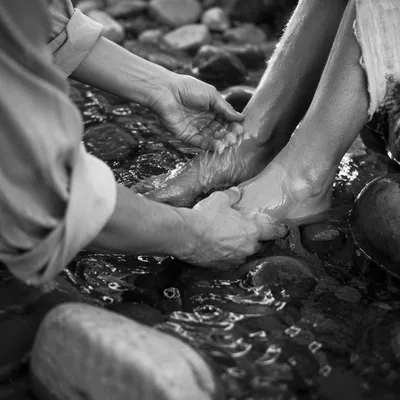Humble Foot Washing in Quiet Stream