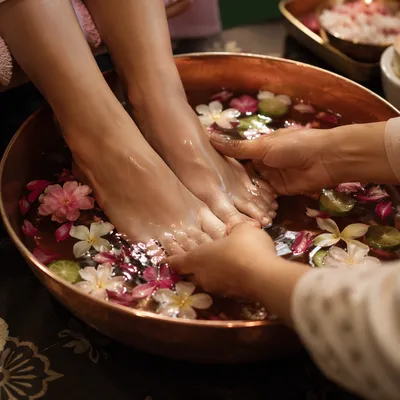 Gentle Foot Washing Service with Blossoms
