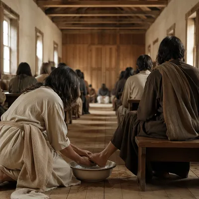 Humble Foot Washing Service in Fellowship Hall