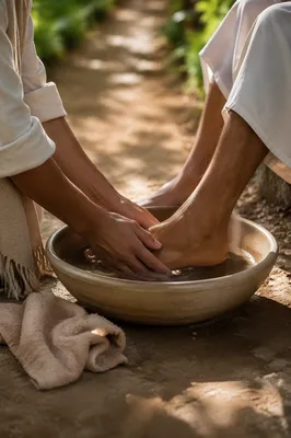 Humble Foot Washing on Garden Path