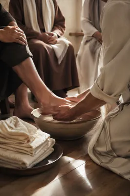 Humble Foot Washing Service in Morning Light