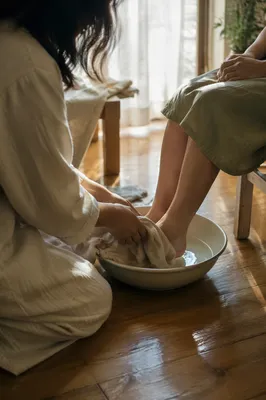 Humble Foot Washing in Morning Light