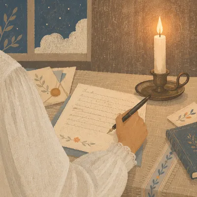 Handwritten Letter by Warm Candlelight