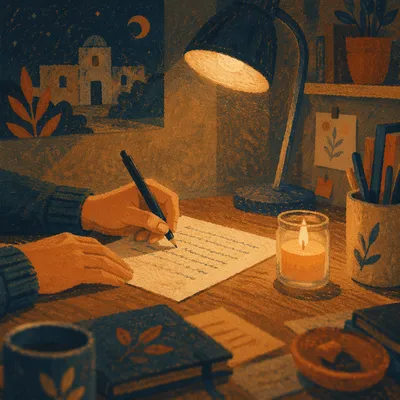 Handwriting a Letter by Candlelight