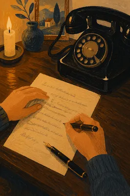 Candlelit Letter Writing with Vintage Telephone
