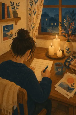 Writing a Letter by Candlelight