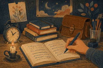 Candlelit Handwritten Letter at Vintage Desk