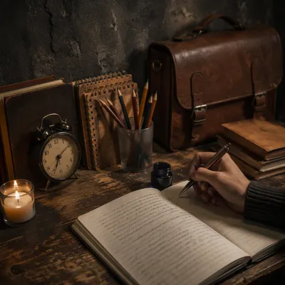Candlelit Late Night Letter Writing Desk