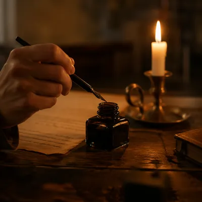 Candlelit Letter Writing at Quiet Desk