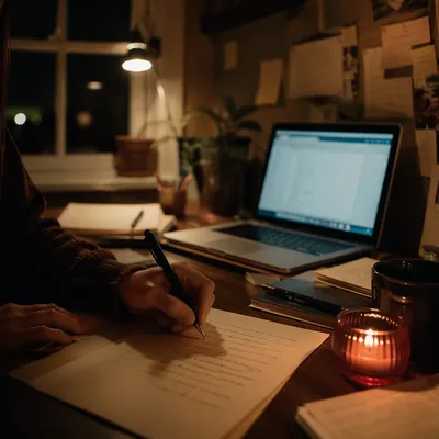 Late Night Letter Writing by Candlelight