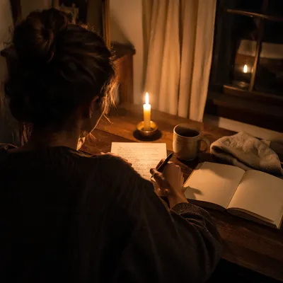 Quiet Letter Writing by Candlelight