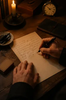 Handwritten Letter by Warm Candlelight