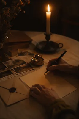 Candlelit Letter Writing at Night