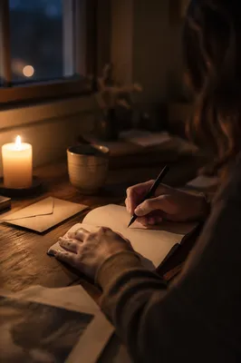 Heartfelt Letter Writing by Candlelight