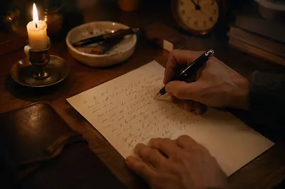 Handwritten Letter by Warm Candlelight