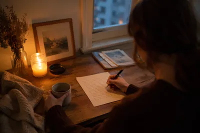 Writing a Letter by Candlelight