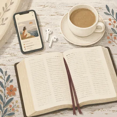 Morning Bible and Coffee Flat Lay