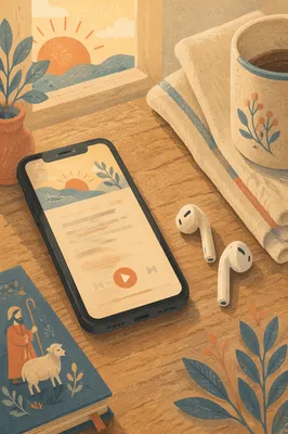 Morning Bible App With Earbuds