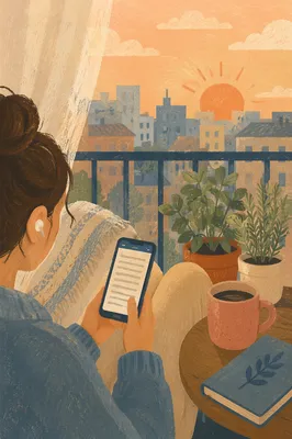 Peaceful Morning Bible App on Balcony