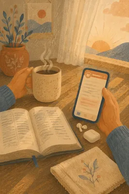 Quiet Morning Bible App at Table
