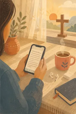 Morning Hands Holding Phone by Window