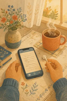 Morning Table with Phone and Earbuds