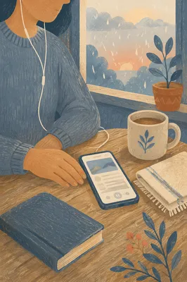 Morning Bible App Devotion with Earbuds