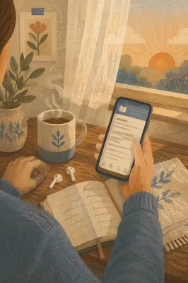 Morning Reading App at Kitchen Table