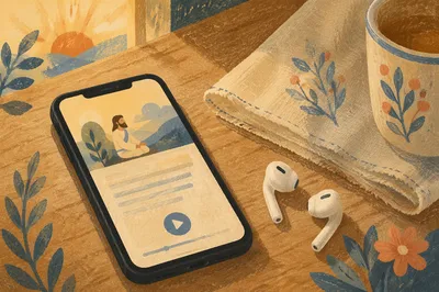 Morning Bible App Devotion with Earbuds