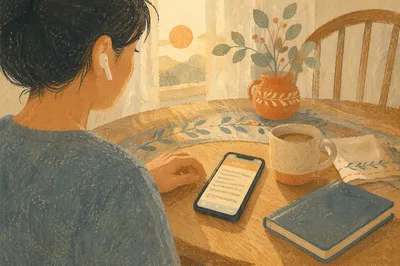 Smartphone Bible App on Kitchen Table