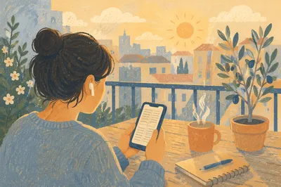 Quiet Morning Balcony Reading Scene
