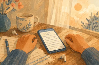 Morning Table with Phone and Earbuds