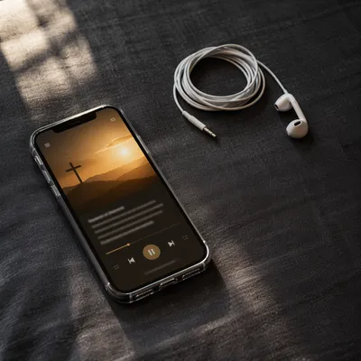Morning Bible App With Earbuds