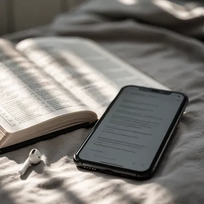 Morning Bible App and Earbud Devotion