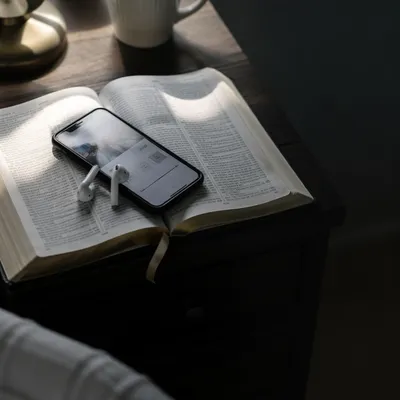 Morning Bible App and Earbuds Devotion