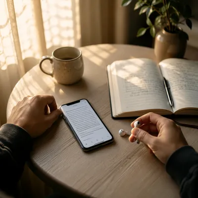 Morning Bible App Quiet Time with Earbuds