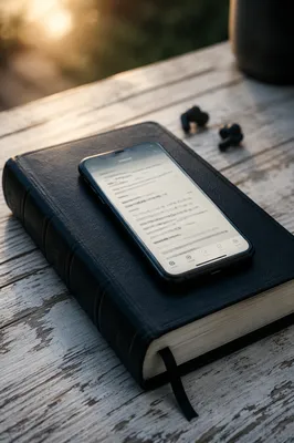 Morning Bible App Devotion with Earbuds