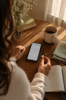 Morning Table with Phone and Earbuds