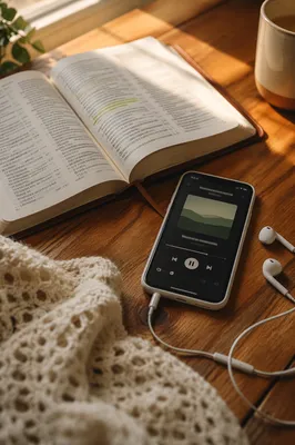 Morning Bible Audio App with Earbuds