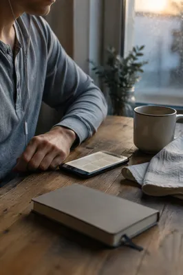 Morning Bible App Devotion with Earbuds