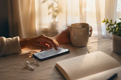Quiet Morning Table with Smartphone and Mug